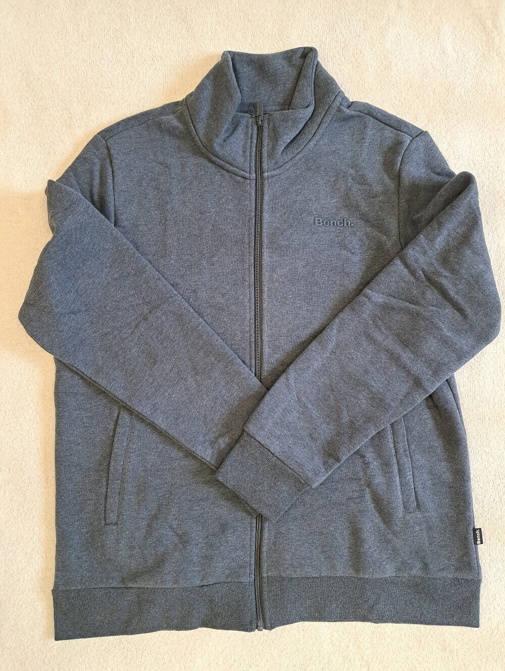 Bench Men's Full-Zip Sweatshirt Jacket  Charcoal Gray Size Large Casual Fall